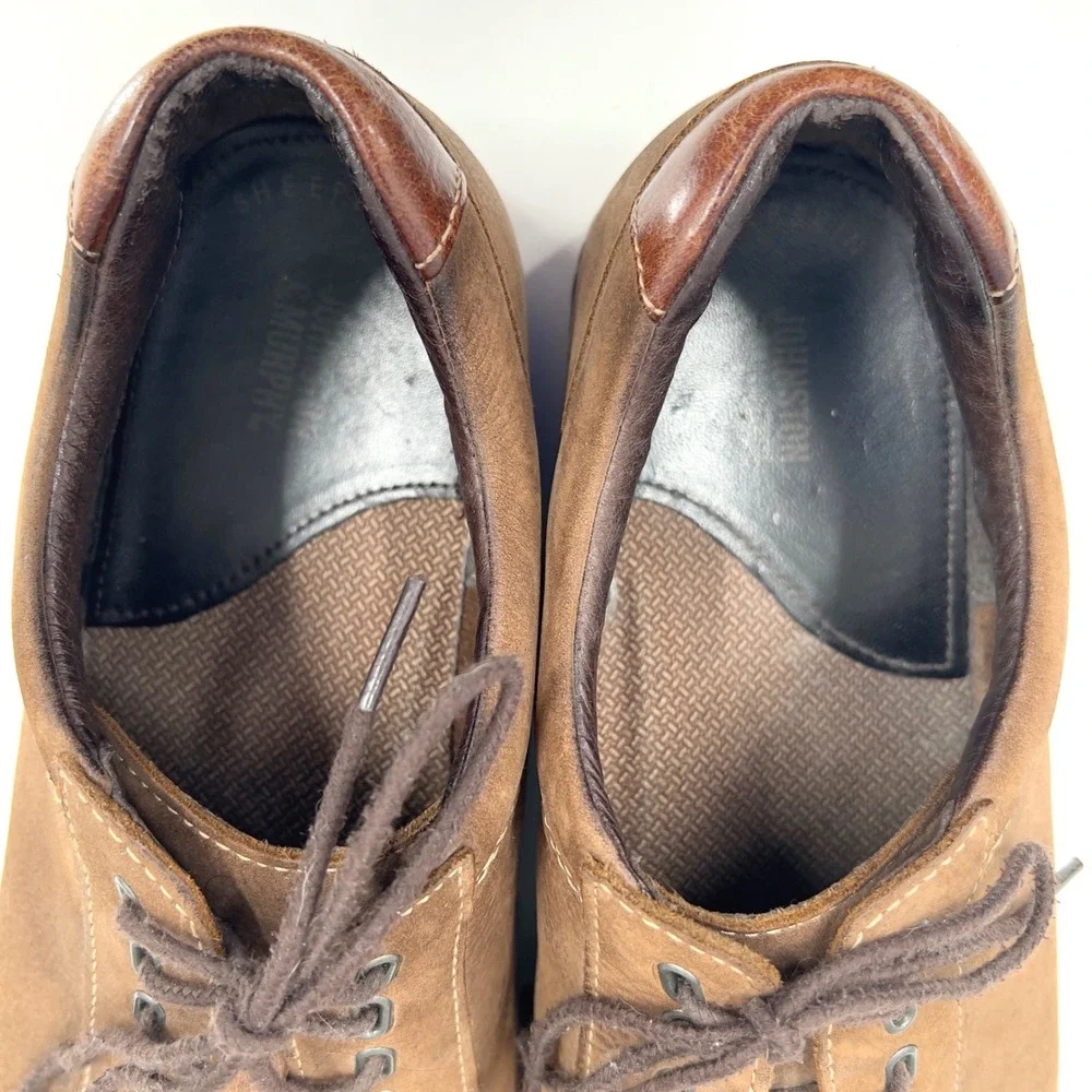 Johnston & Murphy Mens McGuffey Leather Sneakers Brown Plain Toe Nubuck 13M